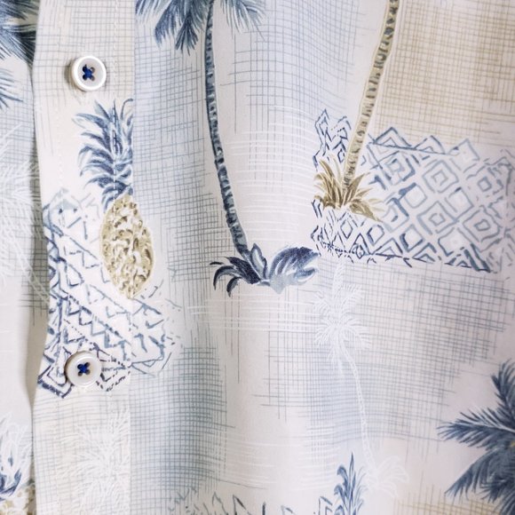 Marti Kat Men's 2XL Palm Trees and Pineapples Print Hawaiian Shirt, Cream Modal - Picture 4 of 7